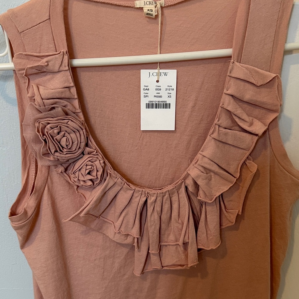 JCREW Women’s Pink Sleeveless Top with Ruffle Detail - Picture 2 of 6